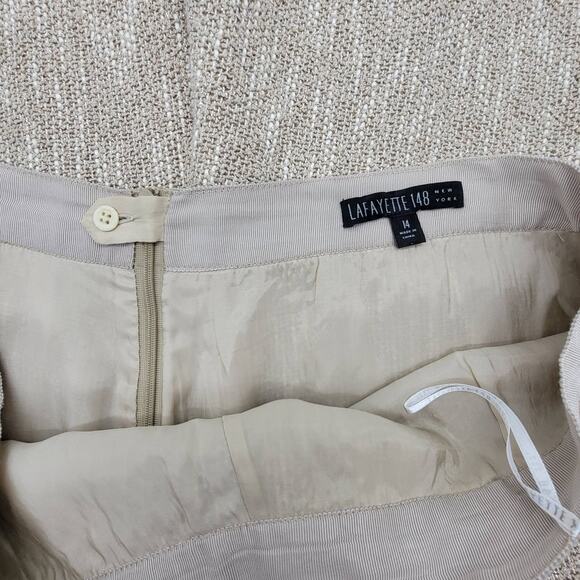 Lafayette 148 New York Metallic Neutral Tweed A-line Skirt - Size 14 - Picture 3 of 4